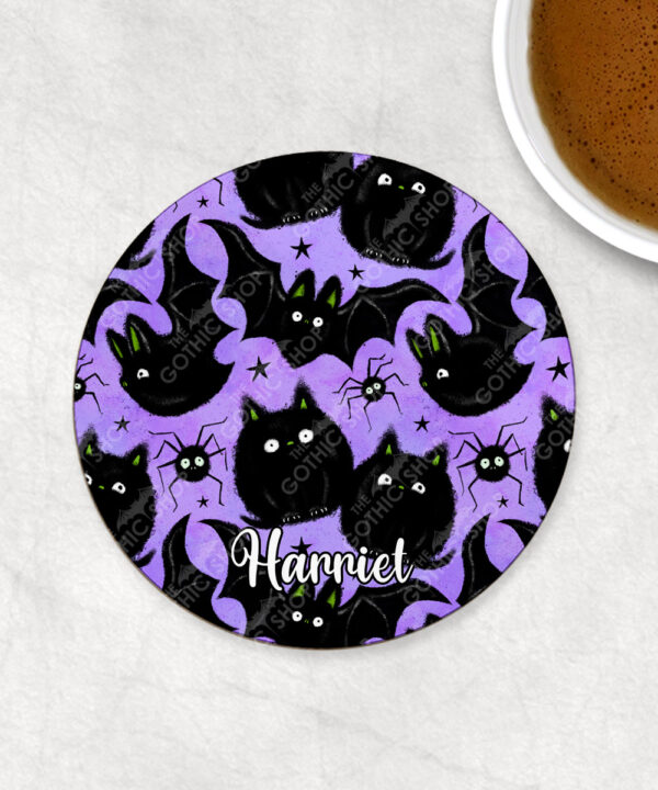 19013 fluffy cats bats gothic coaster 1