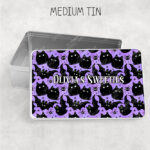 19016 fluffy black cats bats gothic tin 1