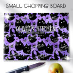 19017 fluffy black cats bats gothic chopping board 1