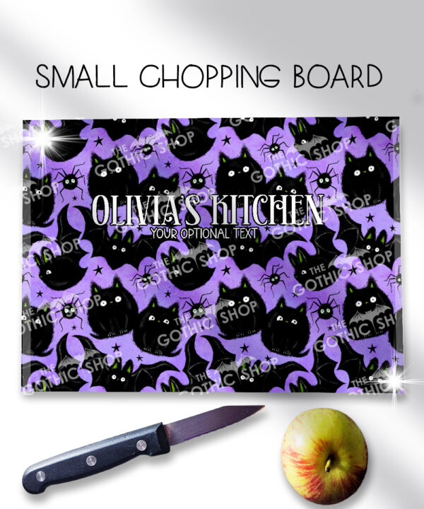 19017 fluffy black cats bats gothic chopping board 1