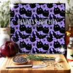 19017 fluffy black cats bats gothic chopping board 2