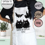 19019 fluffy black cats bats gothic apron 1