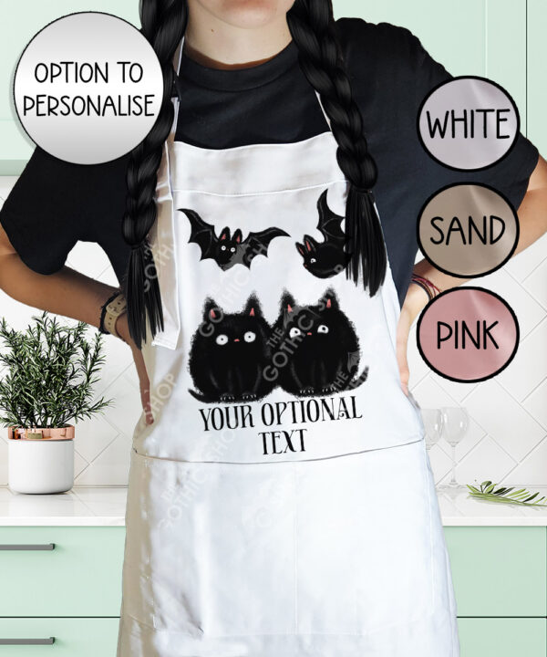 19019 fluffy black cats bats gothic apron 1