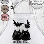 19019 fluffy black cats bats gothic apron 2