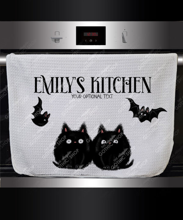 19020 fluffy black cats bats gothic towel 1