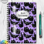 19023 fluffy black cats bats gothic a5 notebook 1