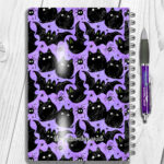 19023 fluffy black cats bats gothic a5 notebook 2