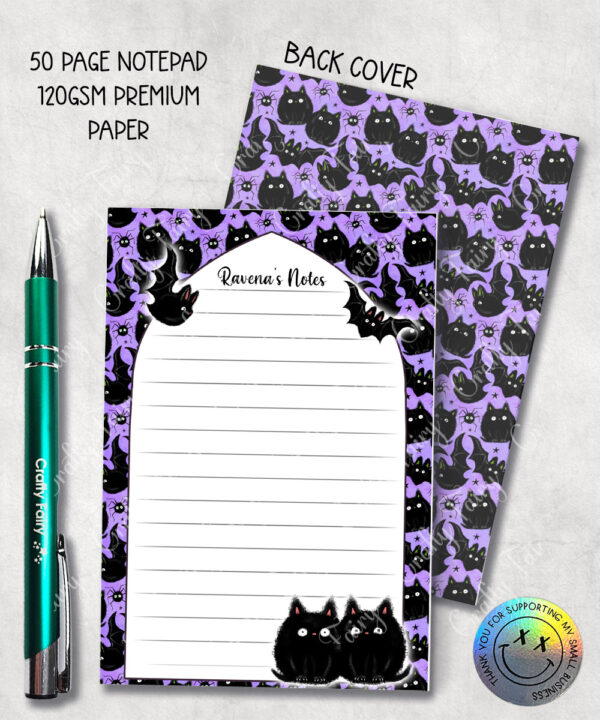 19024 fluffy black cats bats gothic a6 notebook 1