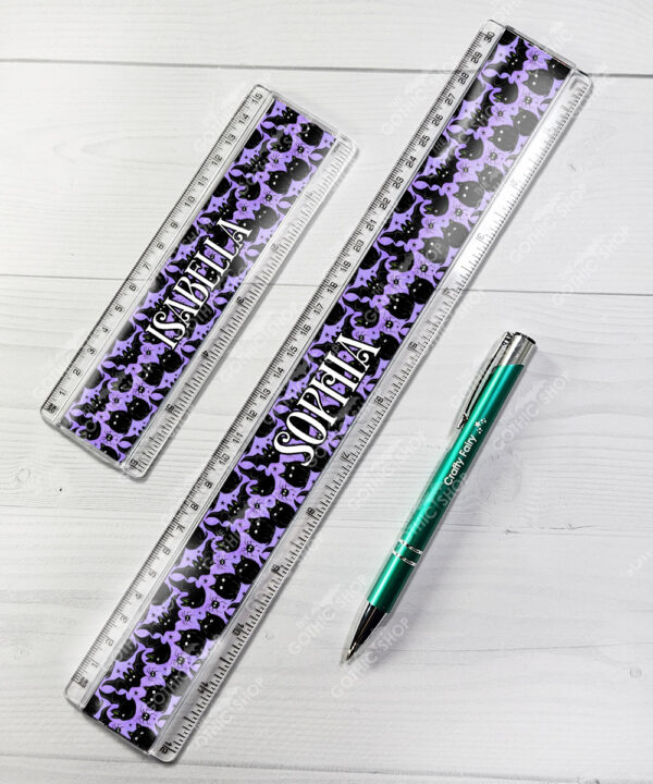 19025 fluffy black cats bats gothic ruler 2
