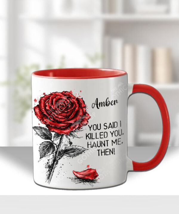 wuthering heights crimson rose haunt me mug with option to personalise