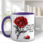 wuthering heights crimson rose haunt me mug with option to personalise