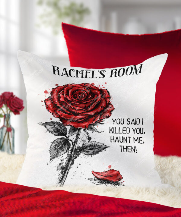 wuthering heights crimson rose haunt me gothic velvet cushion with option to personalise