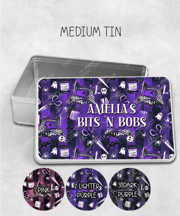 15085 sew magical pink gothic personalised storage tin 1