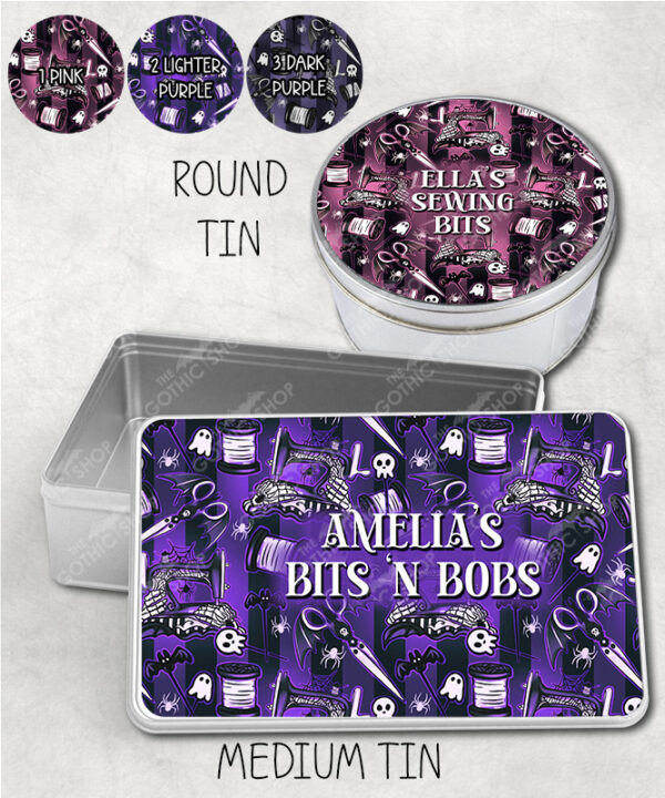 15085 sew magical pink gothic personalised storage tin 2