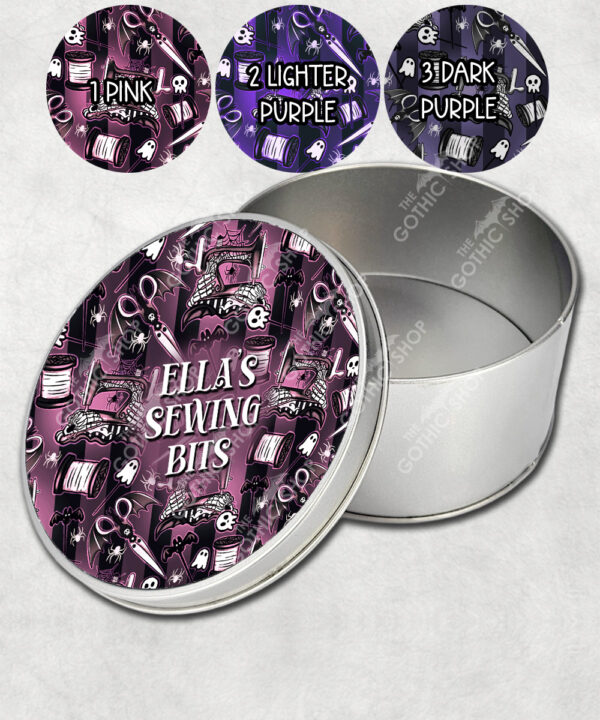 15085 sew magical pink gothic personalised storage tin 3