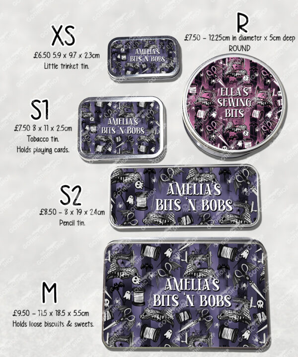 15085 sew magical pink gothic personalised storage tin 4