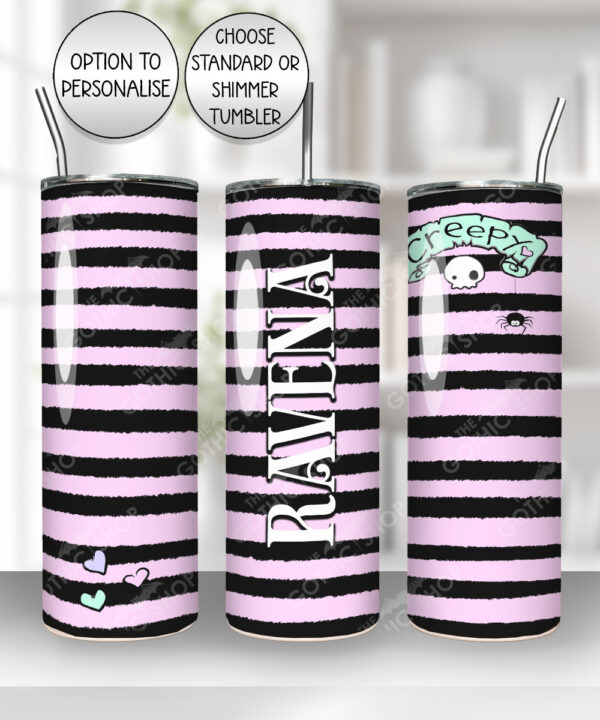 15136 personalised pink stripe creepy gothic tumbler 2