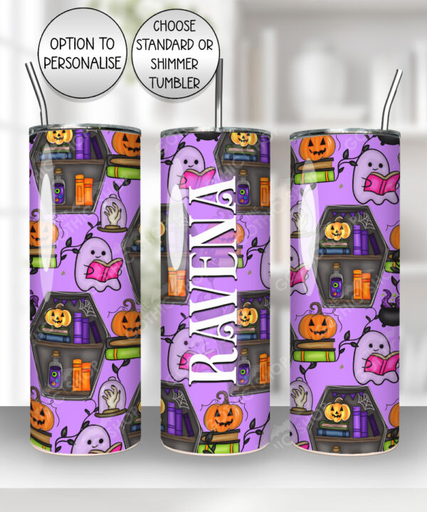 15621 personalised ghostie coffin bookcase tumbler 2