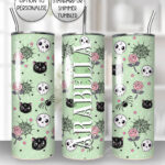 15755 personalised kawaii gothic cats skulls roses tumbler 3