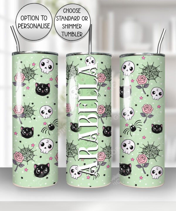15755 personalised kawaii gothic cats skulls roses tumbler 3