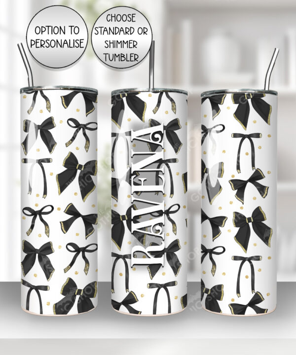 18520 personalised black gold bows gothic tumbler 3