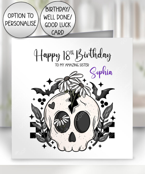 19048 skull daisies birthday card