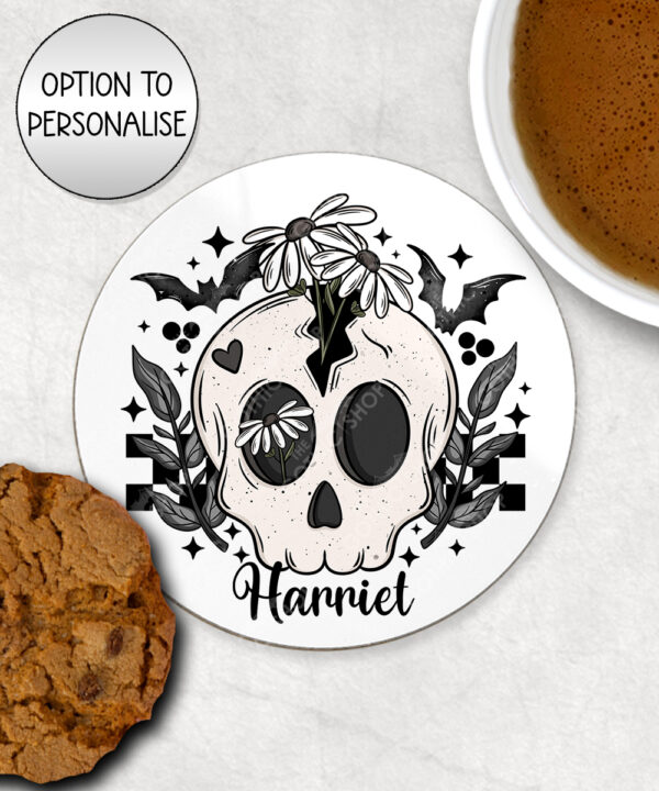 19050 skull daisies gothic coaster 3