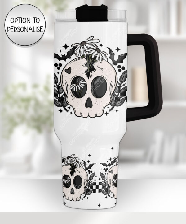 19053 skull daisies gothic water bottle 1