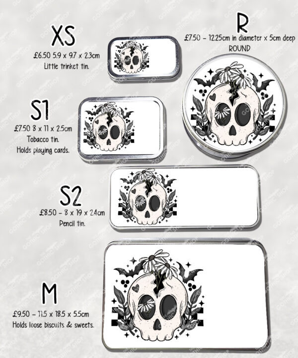 19054 skull daisies gothic tin 2