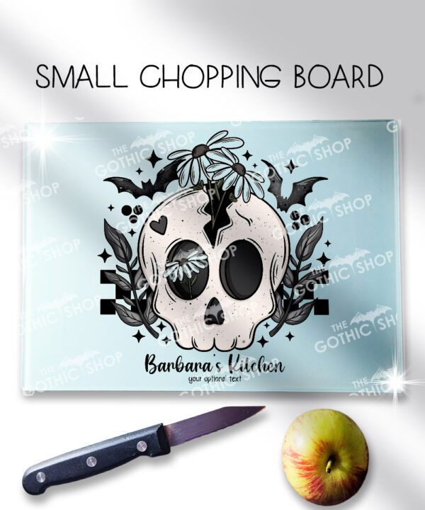 19055 skull daisies gothic chopping board 1