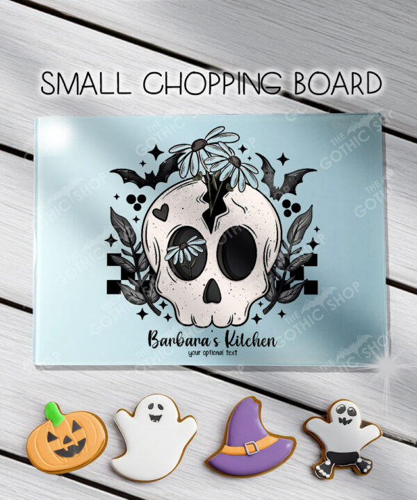 19055 skull daisies gothic chopping board 2