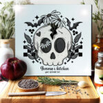 19055 skull daisies gothic chopping board 3
