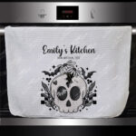 19058 skull daisies gothic kitchen towel 1