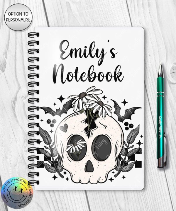 19061 skull daisies gothic a5 notebook 1