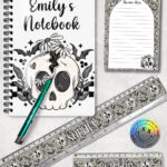 19061 skull daisies gothic stationery