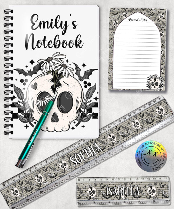 19061 skull daisies gothic stationery