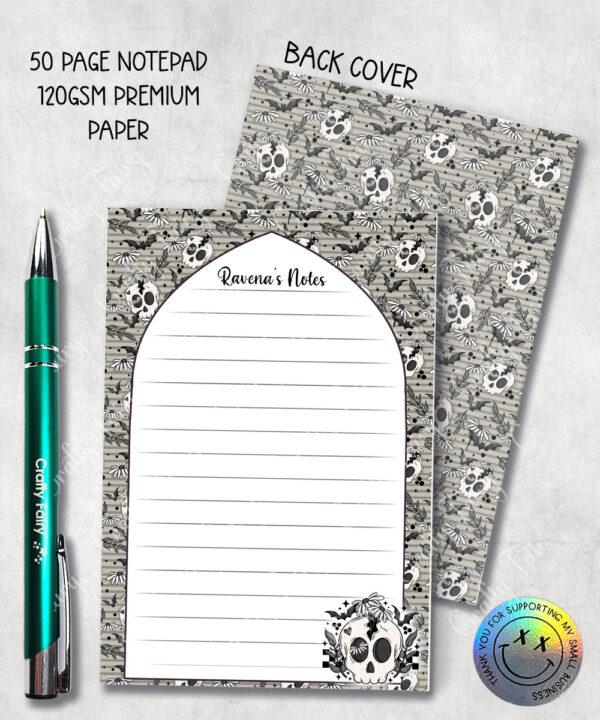 19062 skull daisies gothic a6 notepad 1
