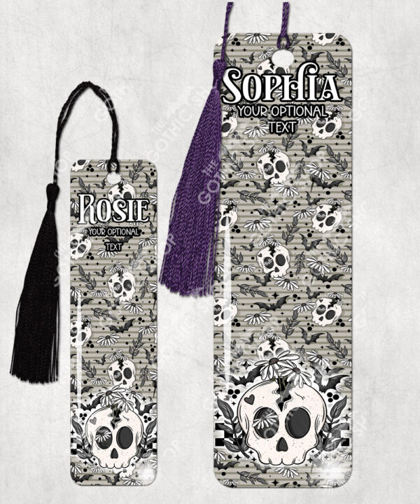 19064 skull daisies gothic bookmarks 1
