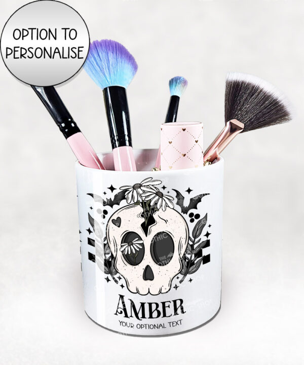 19065 skull daisies gothic pen pot 1