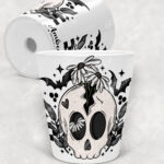 19068 skull daisies gothic plant pot