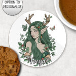 19075 green forest fairy personalised coaster 1