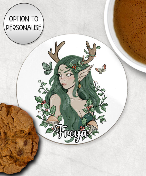 19075 green forest fairy personalised coaster 1