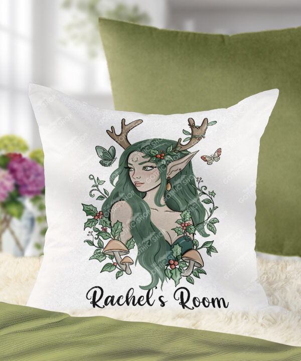 19077 green forest fairy personalised cushion 1