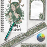 19078 green forest fairy gothic stationery