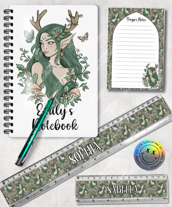 19078 green forest fairy gothic stationery