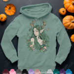 freya green forest elf mystical unisex gothic hoodie with kangaroo pocket