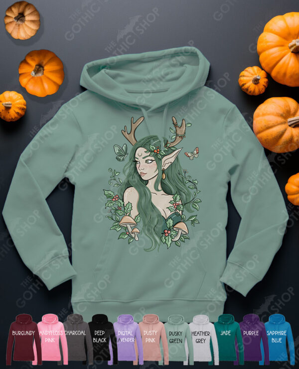 freya green forest elf mystical unisex gothic hoodie with kangaroo pocket