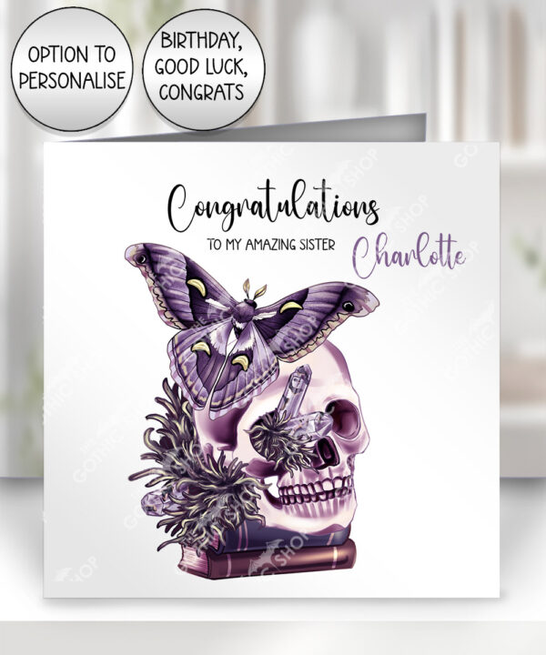 19090 personalised moth skull good luck card 2