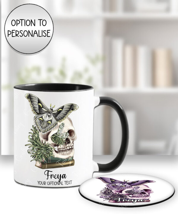 19091 personalised moth skull gothic mug coaster 2