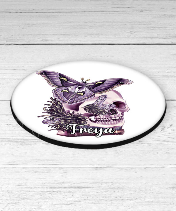 19092 personalised moth skull gothic coaster 2